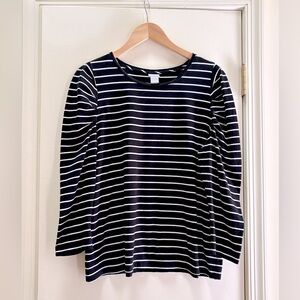 Chico’s Black & White Striped Pullover Top